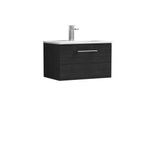 600mm Wall Hung 1 Drawer Vanity & Basin 2 - Nuie ARN622B Black, Black colour ,image 1