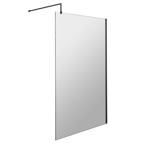 1200mm Wetroom Screen With Black Support Bar - Hudson Reed WRSBP12 Matt Black, Black colour ,image 1