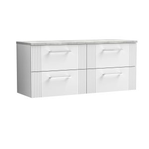 1200 Wall Hung 4-Drawer Vanity & Laminate Worktop - Nuie DPF193LBG2 White, White colour ,image 1