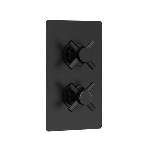 Twin Thermostatic Shower Valve With Diverter - Hudson Reed KRI4207 Black, Black colour ,image 1