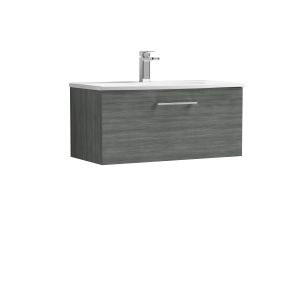 800mm Wall Hung 1 Drawer Vanity & Basin 4 - Nuie ARN525G Grey, Grey colour ,image 1