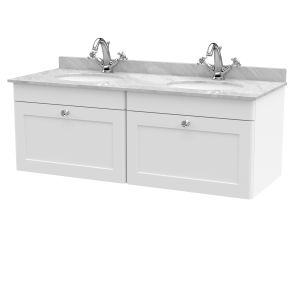 1200mm Wall Hung 2 Drawer Vanity & Marble Top - Nuie CLC194GR2 White, White colour ,image 1