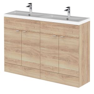 1200mm FS 4-Door Vanity & Double Basin - Hudson Reed CBI3034A Oak, Oak colour ,image 1