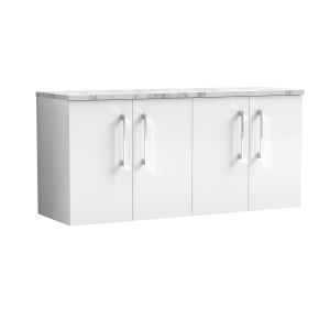1200mm Wall Hung 4-Door Vanity & Laminate Worktop - Nuie ARN123LCM2 White, White colour ,image 1