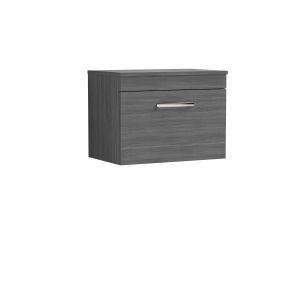 600mm Wall Hung Vanity With Worktop - Nuie ATH039W Anthracite Woodgrain, Brown/Grey colour ,image 1