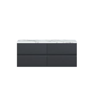 1200mm Wall Hung 4-Drawer Unit & Laminate Worktop - Hudson Reed URB1404LCM2 Black, Black colour ,image 1