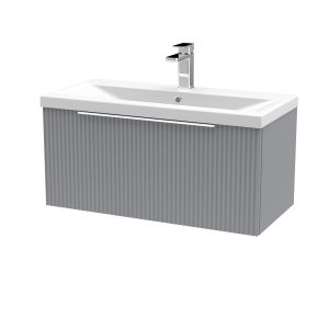 800mm Wall Hung Single Drawer Vanity & Basin 1 - Hudson Reed DFF296A Grey, Grey colour ,image 1