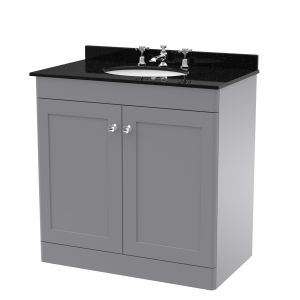 800mm Floor Standing 2 Door Vanity & Marble Top 3TH - Nuie CLC226BR3 Grey, Grey colour ,image 1