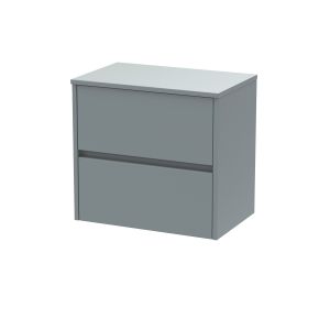 600mm Wall Hung 2 Drawer Unit & Worktop - Nuie HAV2304W Grey, Grey colour ,image 1