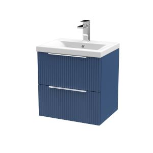 500mm Wall Hung 2 Drawer Vanity & Basin 1 - Hudson Reed DFF392A Blue, Blue colour ,image 1