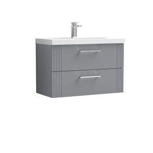 800mm Wall Hung 2 Drawer Vanity & Basin 3 - Nuie DPF295D Grey, Grey colour ,image 1