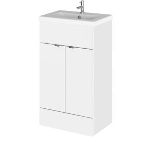 500mm Vanity Unit & Ceramic Basin - Hudson Reed CBI124A Gloss White, White colour ,image 1