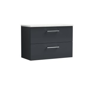 800mm Wall Hung 2 Drawer Vanity & Laminate Top - Nuie ARN1426LSW Black, Black colour ,image 1