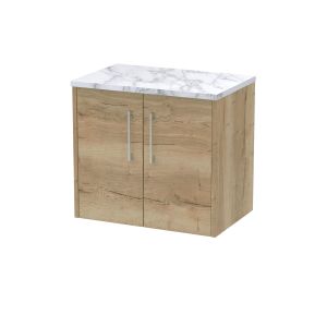 600 Wall Hung 2-Door Vanity & Laminate Worktop - Hudson Reed JNU1823LCM Oak, Oak colour ,image 1