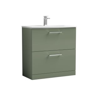 800mm Floor Standing 2 Drawer Vanity & Basin 4 - Nuie ARN835G Green, Green colour ,image 1