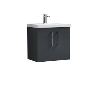 600mm Wall Hung 2 Door Vanity & Basin 1 - Nuie ARN1423A Black, Black colour ,image 1