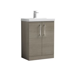 600mm Floor Standing 2 Door Vanity & Basin 3 - Nuie ARN2503D Oak, Oak colour ,image 1