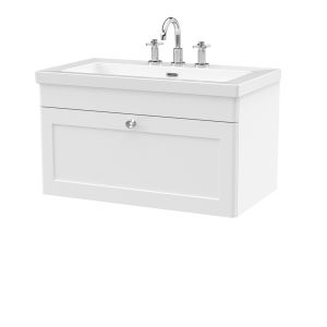 800mm Wall Hung 2-Door Vanity with Basin - 3 Tap Hole - Nuie CLC196M White, White colour ,image 1