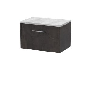 600mm Wall Hung 1 Drawer Vanity & Worktop - Hudson Reed JNU2622LBG Brown, Brown colour ,image 1