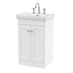 500mm Floor Standing 2-Door Vanity & Basin 3TH - Nuie CLC123B White, White colour ,image 1