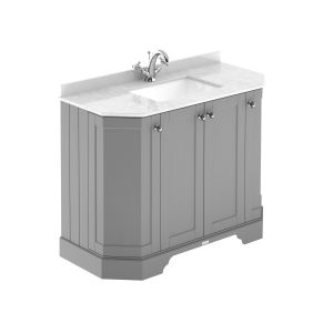1000mm 4-Door Angled Unit & Marble Top 1TH - Hudson Reed LOF283 Storm Grey, Grey colour ,image 1