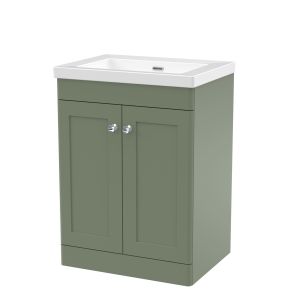 600mm Floor Standing 2-Door Vanity with Basin - 0 Tap Hole - Nuie CLC825K Green, Green colour ,image 1