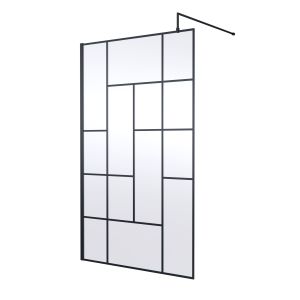 1200mm Abstract Frame Wetroom Screen - Hudson Reed WRSFB12 Matt Black, Black colour ,image 1