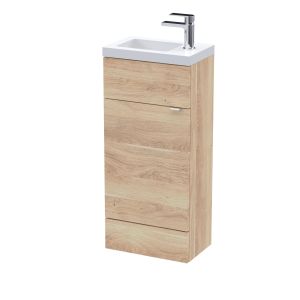 400mm Compact Vanity Unit & Basin - Hudson Reed CBI3021 Oak, Oak colour ,image 1