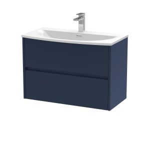 800mm Wall Hung 2-Drawer Unit & Basin 4 - Nuie HAV2906G Blue, Blue colour ,image 1