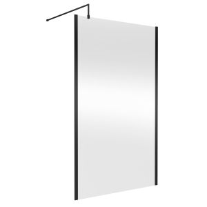 1200mm Outer Framed Wetroom Screen with Support Bar - Nuie WRSCOBP12 Matt Black, Black colour ,image 1