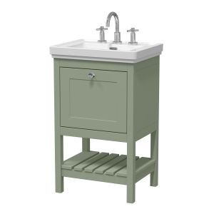 500mm Floor Standing Vanity & Basin 3TH - Hudson Reed BEX823B Green, Green colour ,image 1