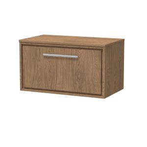 800mm Wall Hung Single Drawer Vanity with Worktop - Hudson Reed LIL2725W Oak, Oak colour ,image 1