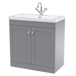800mm Floor Standing 2-Door Vanity with Basin - 1 Tap Hole - Nuie CLC226L Grey, Grey colour ,image 1