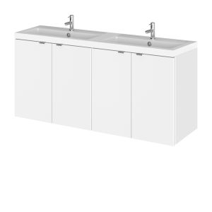 1200mm Vanity Unit & Double Basin - Hudson Reed CBI133 Gloss White, White colour ,image 1