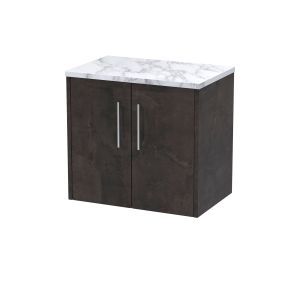 600 Wall Hung 2-Door Vanity & Laminate Worktop - Hudson Reed JNU2623LCM Brown, Brown colour ,image 1