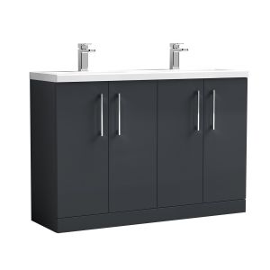 1200mm Floor Standing 4 Door Vanity & Double Basin - Nuie ARN1403F Black, Black colour ,image 1