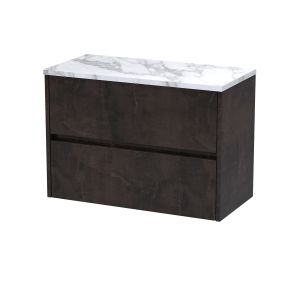 800 Wall Hung 2-Drawer Unit & Laminate Worktop - Nuie HAV2606LCM Brown, Brown colour ,image 1