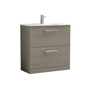 800mm Floor Standing 2 Drawer Vanity & Basin 2 - Nuie ARN2535B Oak, Oak colour ,image 1