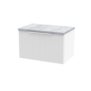 600mm Wall Hung Single Drawer Vanity & Laminate Top - Hudson Reed DFF194LBG White, White colour ,image 1