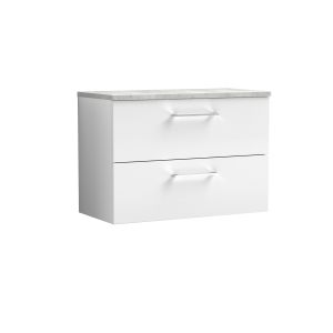 800mm Wall Hung 2 Drawer Vanity & Laminate Top - Nuie ARN126LBG White, White colour ,image 1