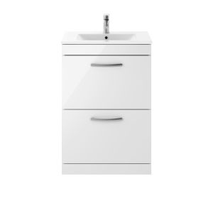 Athena Gloss White 600mm Floor Standing Vanity With Basin 2 ATH034B, White Gloss colour ,image 3