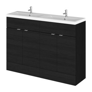 1200mm Vanity Unit & Double Ceramic Basin - Hudson Reed CBI634A Charcoal Black, Hacienda Black colour ,image 1