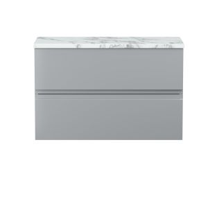 800mm Wall Hung 2-Drawer Unit & Laminate Worktop - Hudson Reed URB206LCM Grey, Grey colour ,image 1