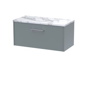 800 Wall Hung Single Drawer Vanity & Laminate Worktop - Hudson Reed JNU2325LCM Grey, Grey colour ,image 1