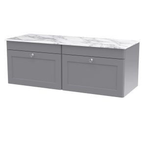 1200mm Wall Hung 2-Drawer Vanity with Marble Top - Nuie CLC294CMT2 Grey, Grey colour ,image 1