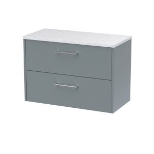800mm Wall Hung 2 Drawer Vanity & Laminate Top - Hudson Reed JNU2326LSW Grey, Grey colour ,image 1
