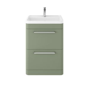 Floor Standing 600mm Cabinet & Basin - Hudson Reed SOL801 Green, Green colour ,image 1