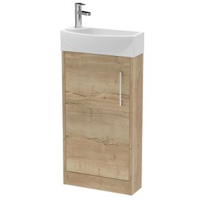 440mm Floor Standing 1 Door Unit & 1TH Basin RH - Hudson Reed JNU1821R Oak, Oak colour ,image 1
