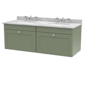 1200mm Wall Hung 2 Drawer Vanity & Marble Top - Nuie CLC894GR6 Green, Green colour ,image 1