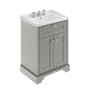 600mm Cabinet & Basin (3TH) - Hudson Reed LOF233 Storm Grey, Grey colour ,image 1